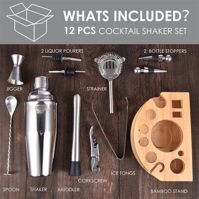Bartender Kit  Cocktail Shaker Set Mixed Drink Bar Tool Set