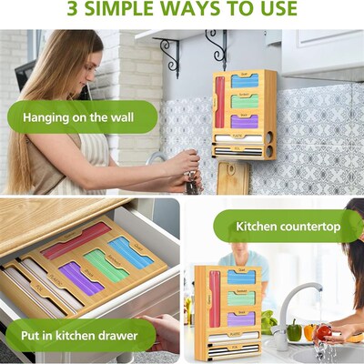 Bag Storage Organizer Kitchen Drawer Wrap Dispenser