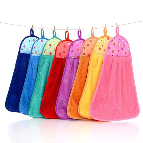 Kitchen Hand Towel Hanger Cute Coral Fleece Absorbent Hand C