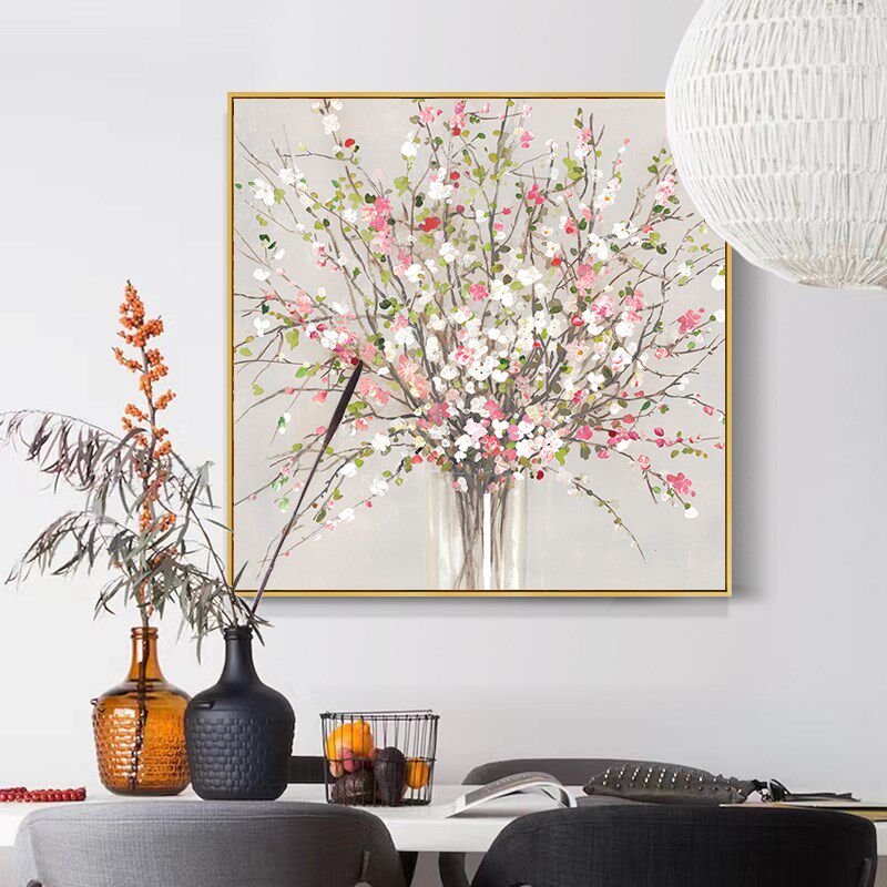 花卉餐厅装饰画高级感大芬油画村客厅挂画喷绘油画玄关挂画正方形,家居饰品,现代装饰画,淘宝优惠券,粉丝福利购,淘宝优惠卷