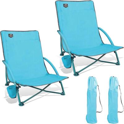 2 Pack Lightweight Camping Chair Folding Recliner with Cup H