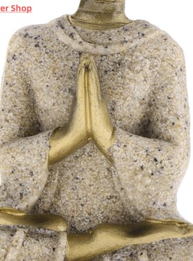 MagiDeal The   Sandstone Meditation Buddha Statue Sculpture