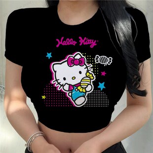 Kitty Printed Women T-shirts Harajuku 2023 New Tops Casual T