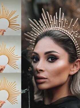 Halocrown Barok Mahkota Tiara Mary Halocrown Ikat Kepala Sun