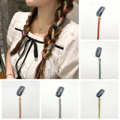 Rhinestone Chains Tassel Braided Hair Chain Womens Hip Hop