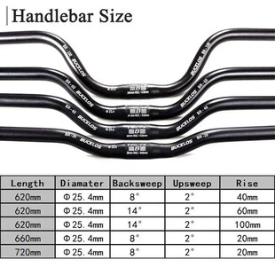 Mountain Bike Handlebar 31.8mm 25.4mm Bicycle Riser Bar 620/