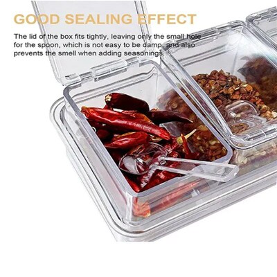 4 Pieces Kitchen Clear Seasoning Box Storage Container Condi