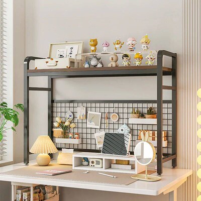 Bookcase With Grid Bookshelf Desktop Multi-layer Wrought Iro