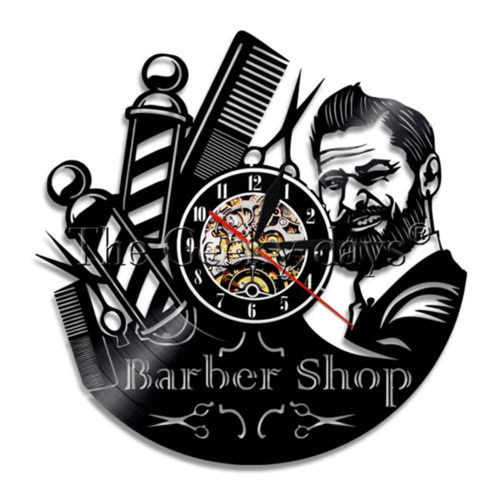 Barber Shop Wall Clock Modern Barbershop Decoration Vinyl Re