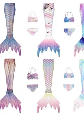 Girls Kids Mermaid Tail Bikini Set Swimsuit Swimming Costume