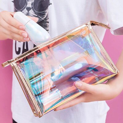 PVC Waterproof Transparent Cosmetic Bag Wash Toiletry Makeup