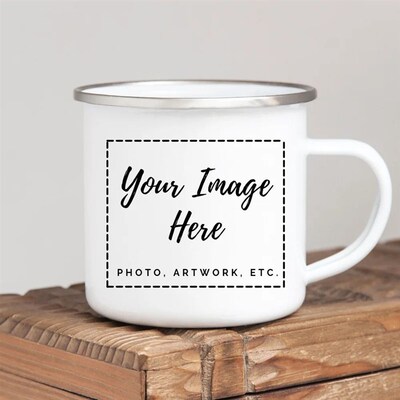 Custom Inage Enamel Coffee Mugs Family Photos Design Mug Cre