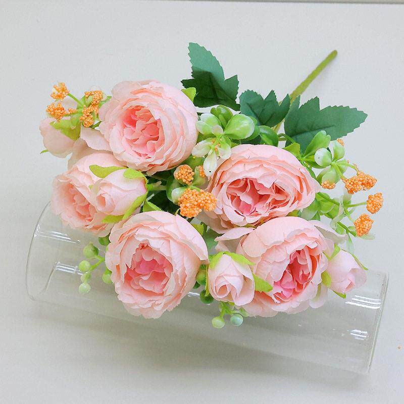 30cm Rose Pink Silk Peony Artificial Flowers Bouquet 5 Big H图片