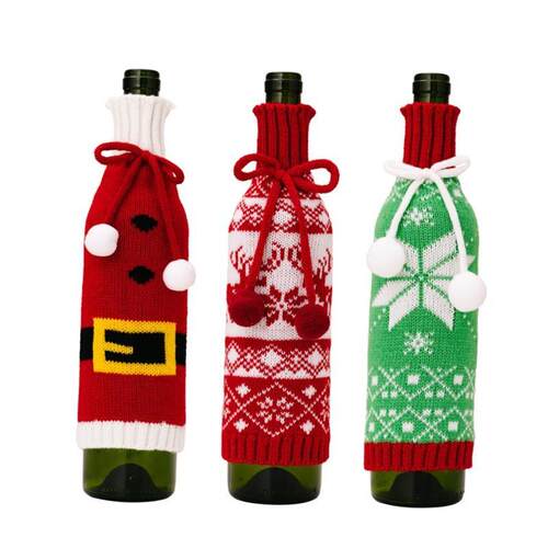 Christmas decorated snow bottle holder wine bottle cover
