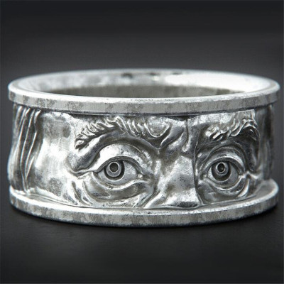 Creative Embossed Eyes Staring Ring Unique Design Mens Inde