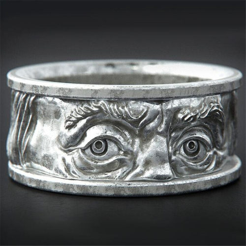 Creative Embossed Eyes Staring Ring Unique Design Mens Inde