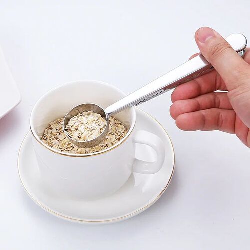 Two-in-one Stainless Steel Coffee Spoon Sealing Clip Silver