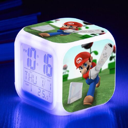 Anime Super Mario Light LED Alarm Clock Decoration Children&