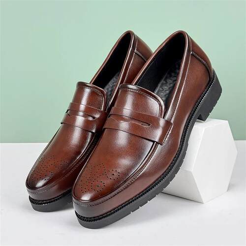 Mens Formal Leather Shoes British Style Oxford Loafers Roun