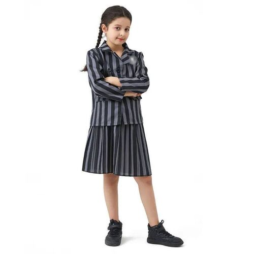 Kids Addams Family Halloween Cosplay Costume Girls Gray Purp