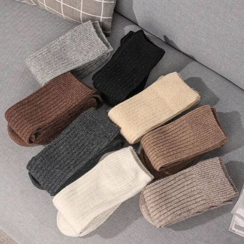 Women Long Socks Cashmere Women Boot Solid Wool Thigh Stocki