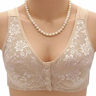Women Front Button Bra Large Size Brassiere Mothers Cotton