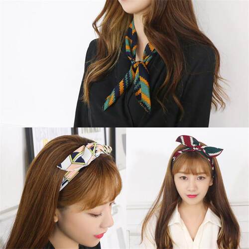 Fashion Bunny Ears With Iron Wire Headband Printed Fabric Wo