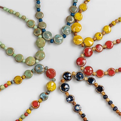 Colorful Disssed Retro Irregular Ceramic Beads Gift Neckalce