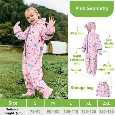 Camouflage Print Kids Raincoat With Visor Hood Reflective St