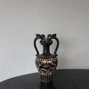 一枚橙 中古陶瓷花瓶中式花器插干枝民宿样板间层架装饰插花摆件