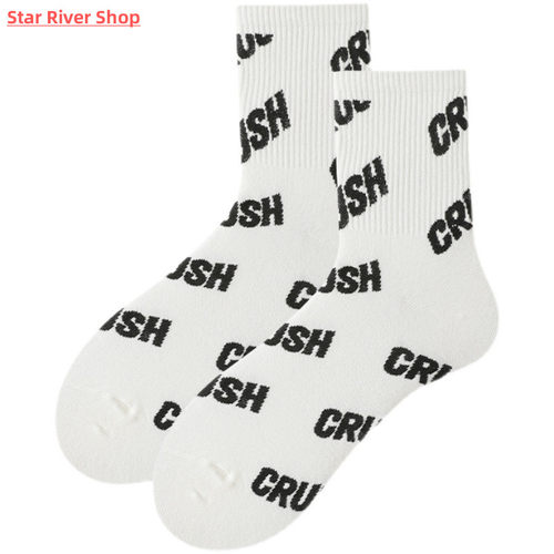 Mid-Length Cotton Women Casual Black White Sports Soft Socks