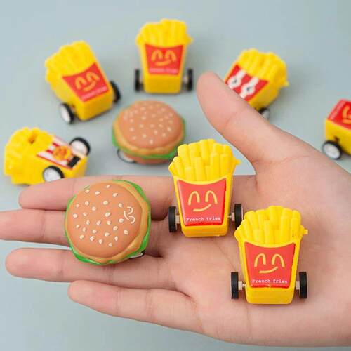 10/20pcs Cartoon Hamburger Chips Pull Back Car Toys for Kids