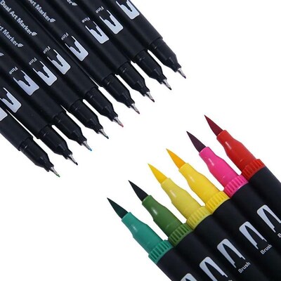 12-120 Colors Felt Tip Drawing Watercolor Art Markers Pen,Du