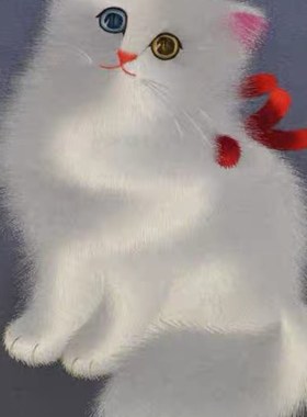 苏绣刺绣diy初学 白色波斯猫手工自学装饰画 送刺绣针法教程