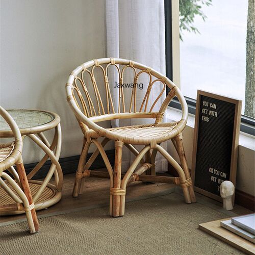 Childrens Dining Chair Ins Natural Armchair Real Rattan