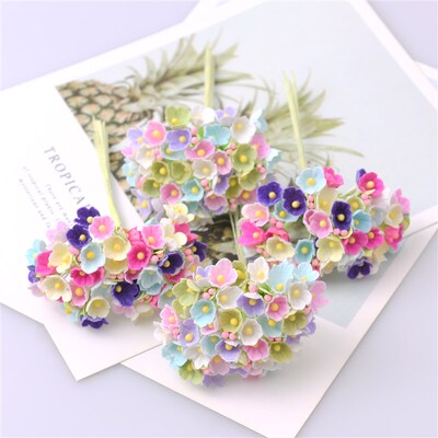 1bunch\8pcs Mini Paper Rose Fake Flower Bouquet Wedding Dec