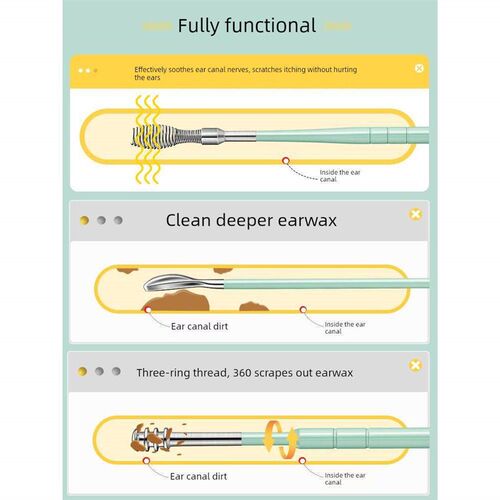 6PCS Ear Cleaner Wax Removal Tool Earpick Sticks Earwax Remo