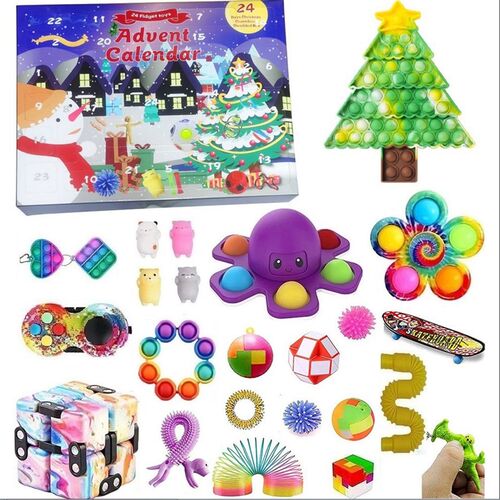 1 Set Christmas Advent Countdown Calendar Fidget Toys Kit Po