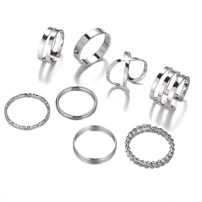 Elegant new rings retro simple open cross Joint Ring set戒指
