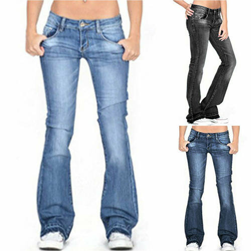 Skinny Flared Jeans Womens Fashion Denim  Pants Bootcut Bel