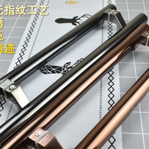 玻璃大门拉手 推拉门玫瑰金斜脚把手 不锈钢有框黑钛色无指纹扶手
