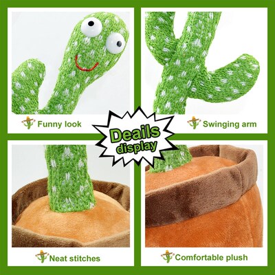 Dancing Cactus Repeat Talking Toy Electronic Plush Toys Can