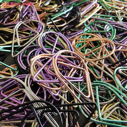 50 Pcs Metal Material Drop Shape Paper Clips Gold Silver Col