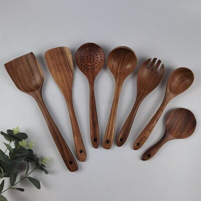 Teak spatula Solid wood small rice spoon soup slotted spoon