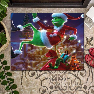 Funny Grinch Door Entry  Clown Christmas Mat Decoration