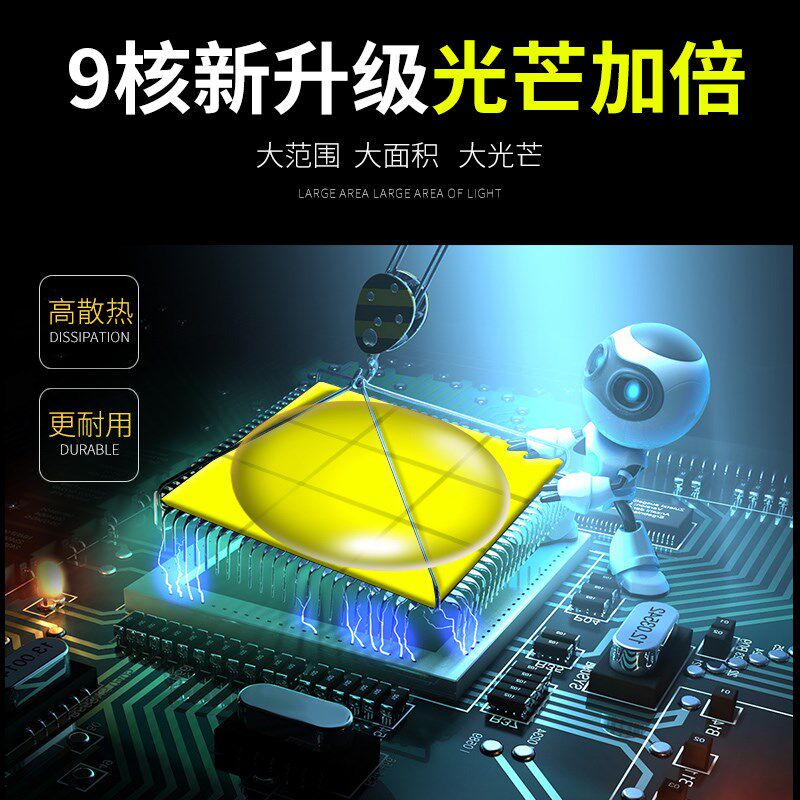 九核P90头灯强光充电超亮远射12Vled疝气头戴式户外钓鱼探照手电