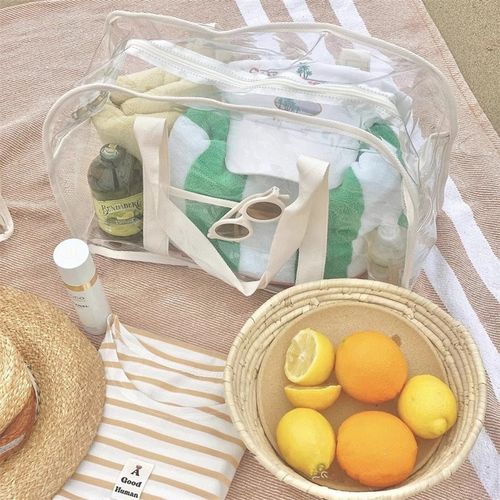 防水沙滩包游泳包海边果冻包收纳购物袋透明洗澡pvc旅行拉链浴室