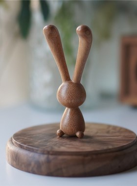 檀木鼻子按摩眼周按摩棒长耳兔子可爱可摆放按摩神器创意礼物
