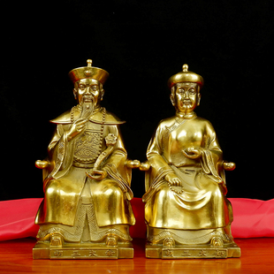 纯铜胡三太爷胡三太奶像摆件 黄三太爷太奶铜像家用 胡三太爷太奶