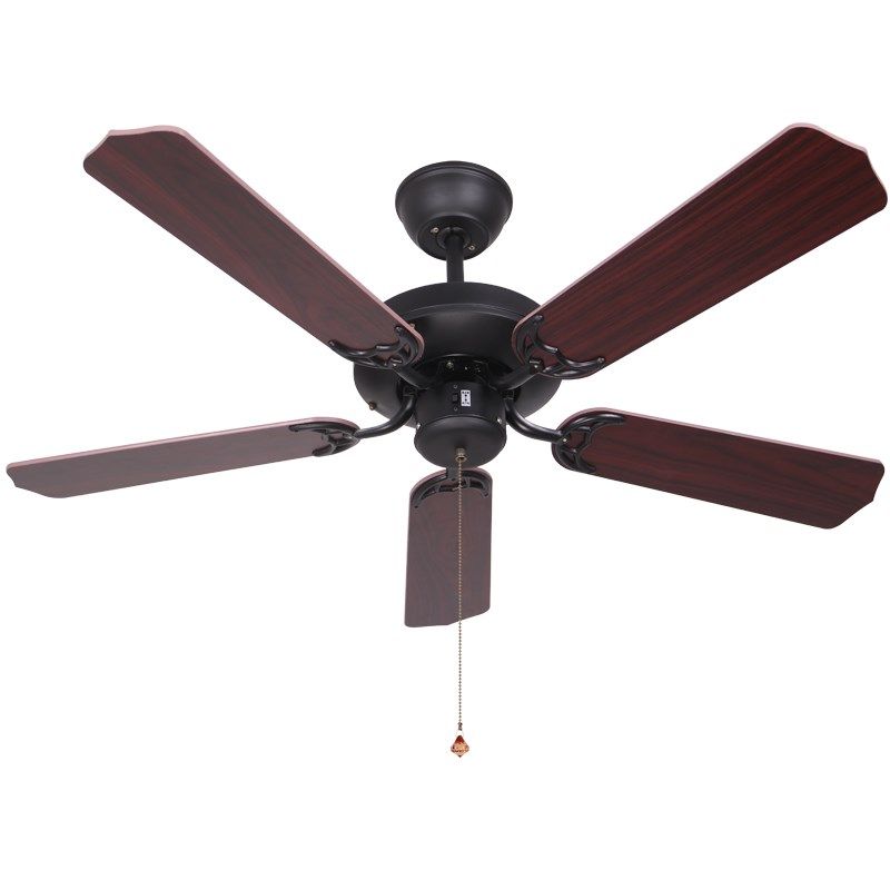 大风力黑色复古无灯风扇灯简约美式餐厅欧式木叶铁叶吊扇变频遥控